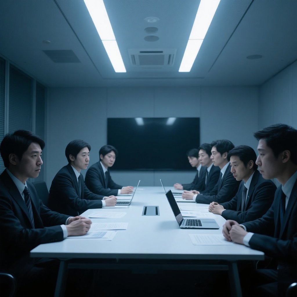 公司高管深夜紧急会议的场景