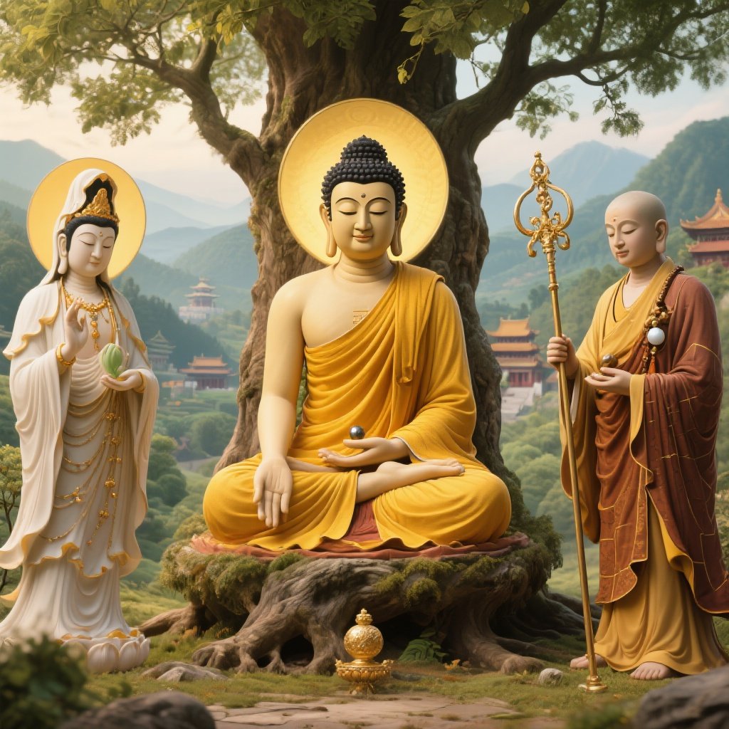 娑婆三圣 - 释迦牟尼佛、观世音菩萨、地藏菩萨